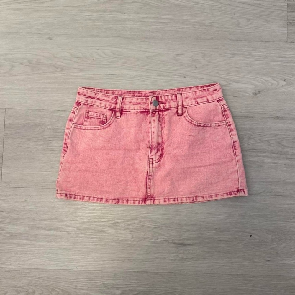 Pink Denim Mini Skirt